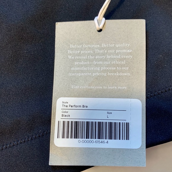 NWT Everlane Perform Sports Bra Black L Scoop Neck Workout Yoga Wicking - Picture 7 of 11